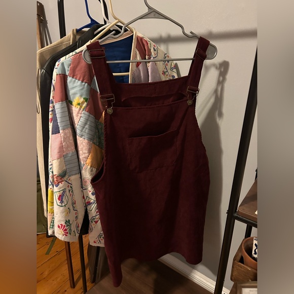 Dresses & Skirts - Burgundy Corduroy Overall Dress